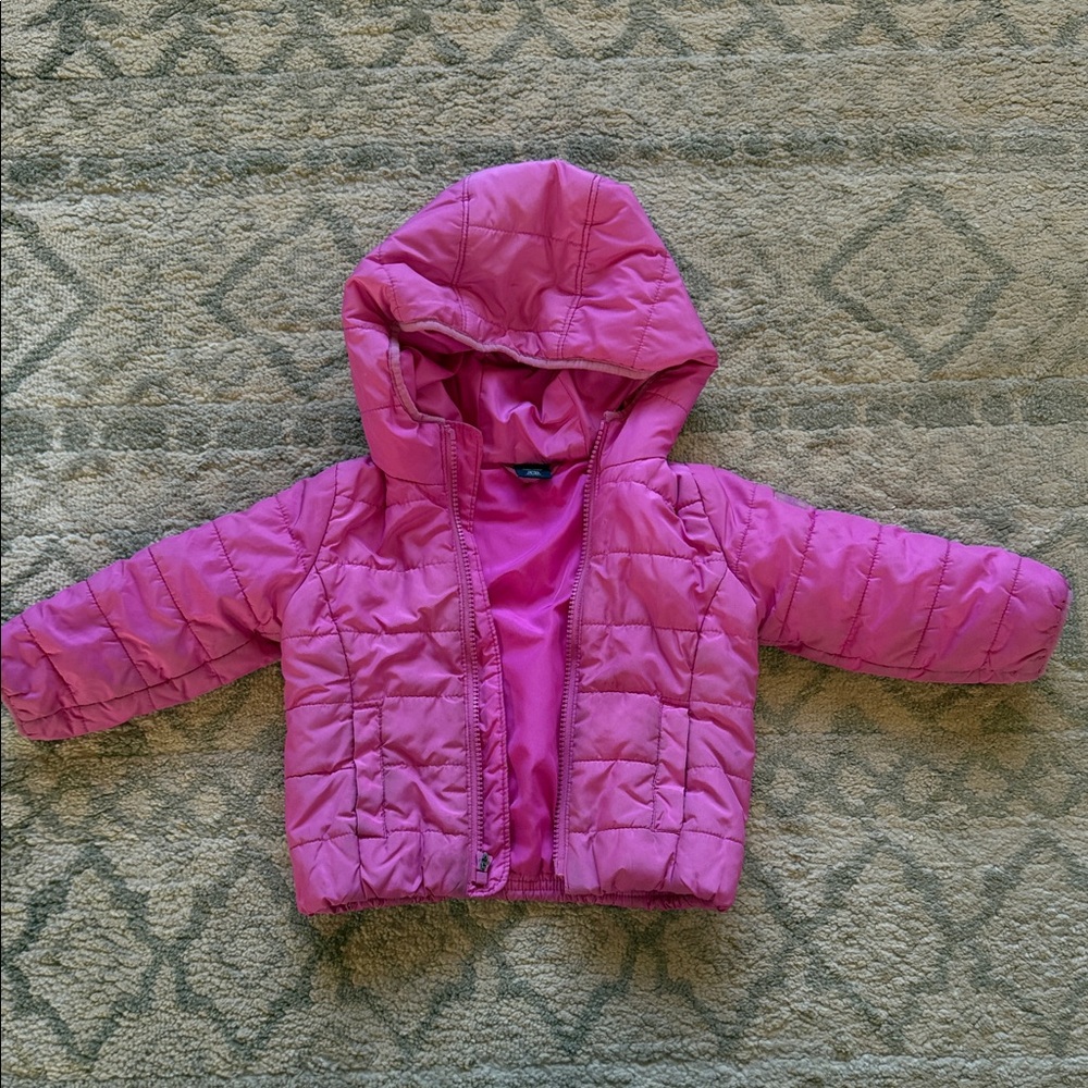 Pink Quilted Hooded Jacket babygap 18-24 months FLAWED